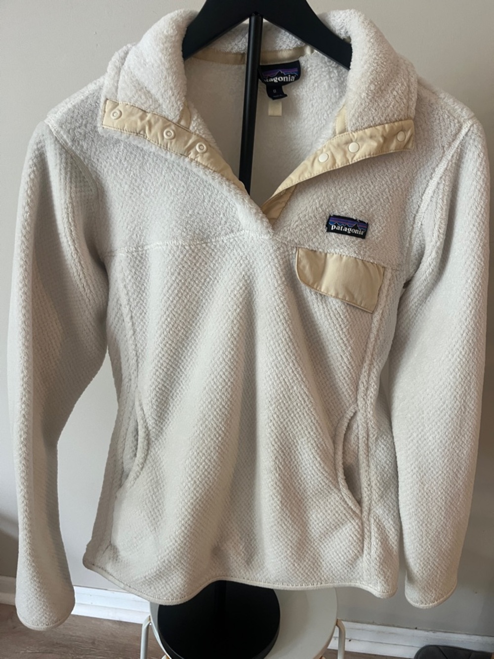 Patagonia RE-tool snap-T pullover sweater in oyster white